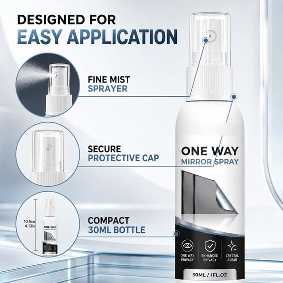 AMARHH One Way Mirror Window Tint Spray, 30 ml Privacy Glass Spray for Window and Door Inside, Reflective Film Alternative for Home Privacy