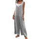 thumbnail image 1 of VISgogo Mono para mujer, elegante, sin mangas, patchwork, suelto, largo, pierna ancha, pantalones con bolsillos VISgogo  moda, 1 of 9