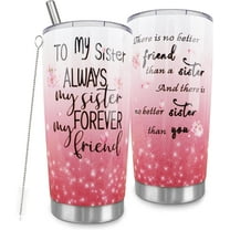 Sister Tumbler Cup With Straw and Lid, 20oz Stainless Steel Tumbler, Best Sister Birthday/Christmas Gifts from Sister Coffee Mug Cup