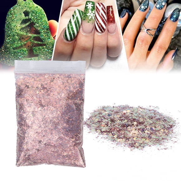 Nail Sequins Powder, 50g PET Odor-free Ail Art Confetti Nail Glitter Flakes for Nail DIY Nail Shop for Music Festival Party Ceremony YJ01