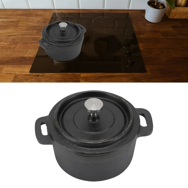 Ergonomic Handle Double Traditional Style Dutch Oven Cast Iron Pot Lid