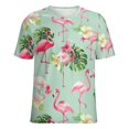 thumbnail image 5 of Flamingo Pattern Women's T-Shirt Short Sleeve T Shirts Tops Tee Ladies Loose T, 5 of 6