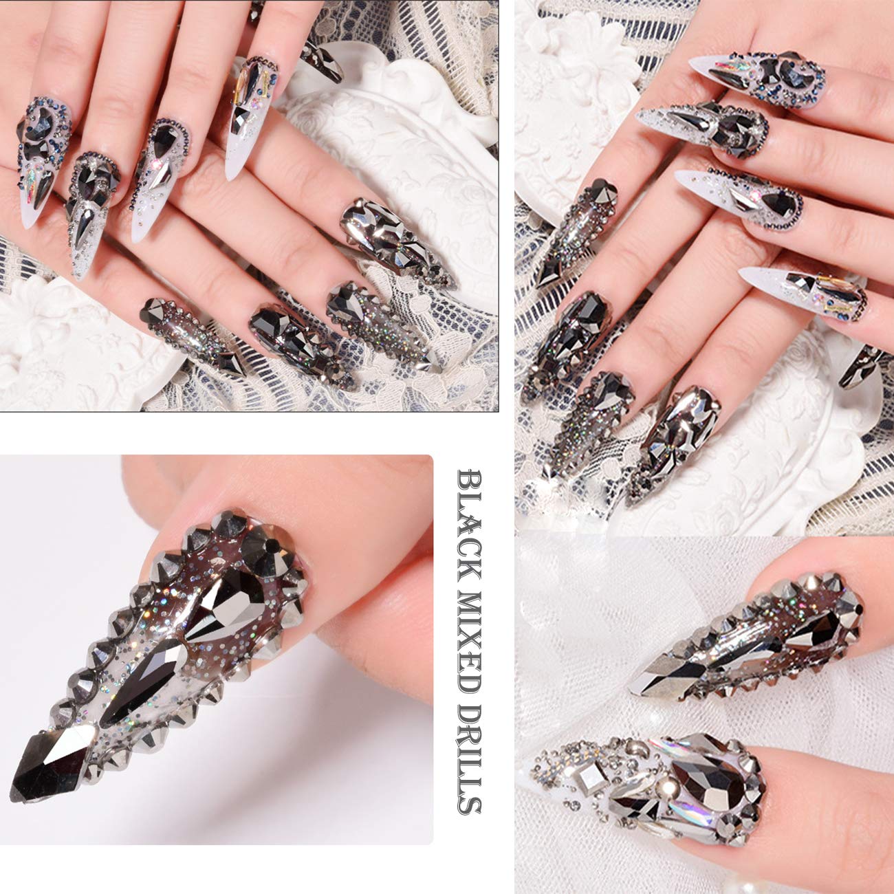 Sohindel Crystal Rhinestones for Nails Sets ,Nail Art Rhinestone Multi Shapes Glass Flatback Rhinestones Beads - Style 10