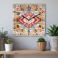 thumbnail image 6 of Vintage Ethnic Wooden Wall Clock Silent Non Ticking, Boho Tribes Modern Orange Middle Century Square Wall Clocks Battery Operated, Decor Clock for Home Office, Living Room, Kitchen, 10 Inch, 6 of 9