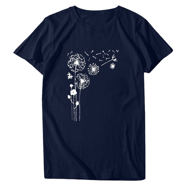Blusa de manga corta con cuello redondo y estampado de tallas grandes para mujer OAVQHLG3B Store lin121212