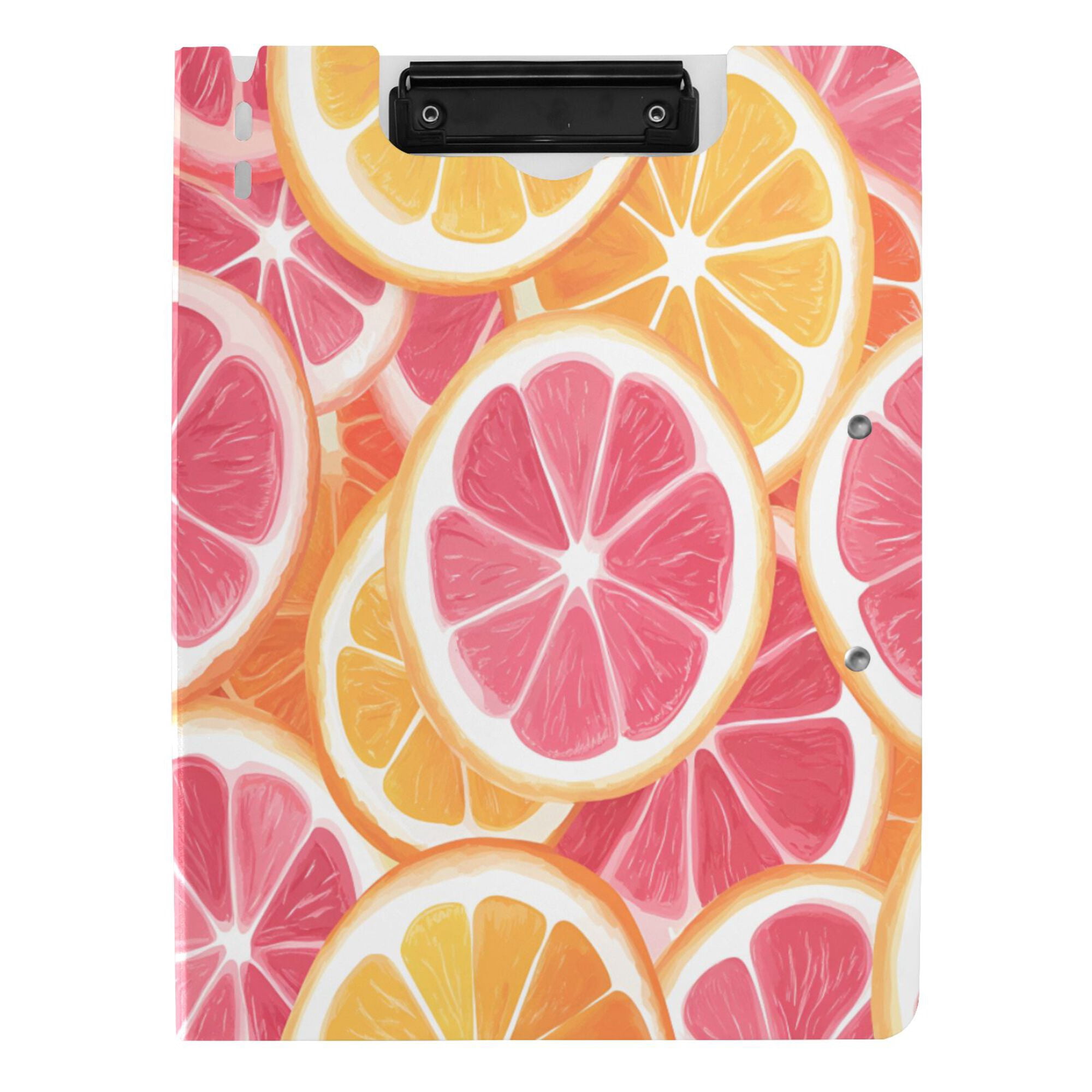 FORMRS A4 Clipboard Folder with Pen Holder Horizontal Foldable School Office Binder, Pink Grapefruit Slices