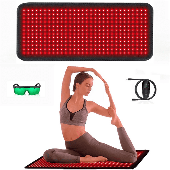 XunKA Red Light Therapy Pad for Body, Infrared Light Therapy Mat with Timer for Back Belly Knee Waist Leg Joint Muscle, Full Body Pain Relief for Women Men.