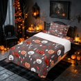 thumbnail image 3 of Homewish Halloween Pumpkin Twin Sheets, Autumn Leaf Bedding, Dark Brown Red, 3pcs (1 Flat Sheet, 1 Fitted Sheet and 1 Pillowcase), 3 of 6