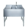 thumbnail image 3 of 2 Compartment Under Bar Sink With 12″ Left Drainboard and Faucet – 36″ X 18 3/4″, 3 of 4