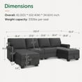 thumbnail image 4 of HONBAY 102.4" Reversible Sectional Sofa Couch Set with Storage Comfy L/U Shaped Sofa for Living Room, Dark Grey, 4 of 8