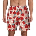 thumbnail image 3 of Uemuo Red Strawberry Pattern Mens Swim Trunks Quick Dry Board Shorts with Mesh Lining, Stretch Beach Shorts Quick Dry No-Chafing Board Shorts-Large, 3 of 9