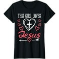 thumbnail image 2 of 100% Cotton Heart Cross This Girl Loves Jesus God Christian Girls Women T-Shirt, 2 of 5