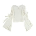thumbnail image 2 of bar III Womens Cold Shoulder Knit Blouse, Off-White, Small, 2 of 2