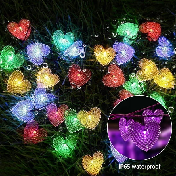 Luces Solares De Cadena En Forma De Corazón Con Energía Solar 30 Led Luz Decorativa Jardín Luces Solares Decorativas Al Aire Libre Con 8 Modos De Iluminación Para Jardín Navidad Boda Patio Fiesta Deco Muyoka Hogar