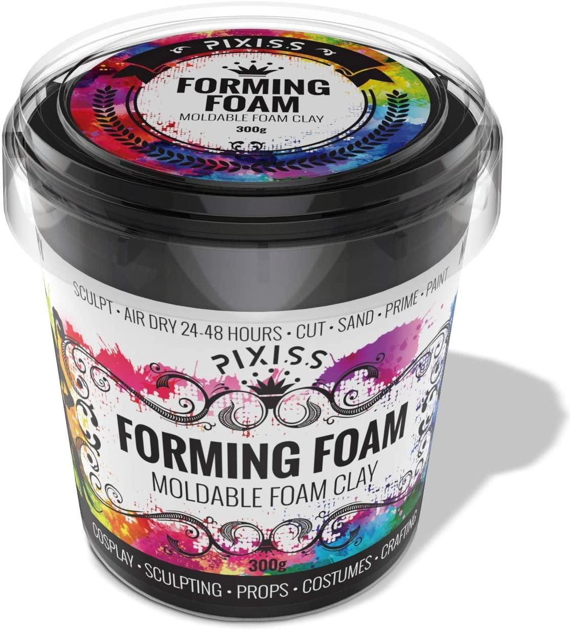 Pixiss Foam Sculpting Clay for Cosplay (300 Gram Black)