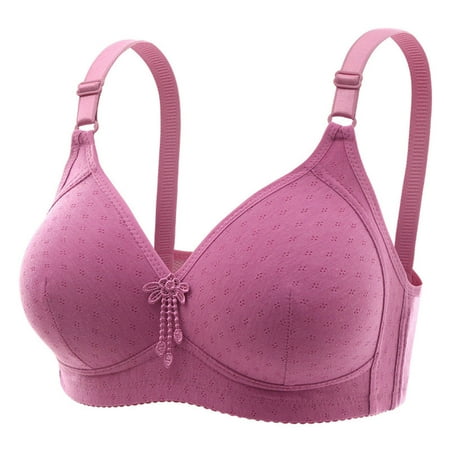 Ndbuld Plus Size Bras for Women Wireless Women s Bra Soild Wire Underwear Bra Everyday Comfortable Breathable Bra Underwear Clearance Sales online Deals M Hot Pink