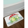 thumbnail image 2 of Frogs Bath Mat, Amphibian Animals Under Mushroom Umbrella in Rain Cartoon Illustration, Plush Bathroom Decor Mat with Non Slip Backing, 29.5" X 17.5", Multicolor, by Ambesonne, 2 of 2