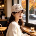thumbnail image 3 of 3D Halloween Embroidered Baseball Cap for Women Washed Cotton Hat with Pumpkin Ghost Embroidery for Women Gift (Ghost), 3 of 9