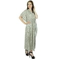 thumbnail image 3 of Bimba Women Long Cotton Kaftan Sleep Maxi Gown White Caftan Beach Coverup, 3 of 5