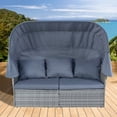 thumbnail image 3 of Glavbiku 6Pcs Outdoor Patio Sofa Set,Daybed Sunbed with Retractable Canopy,Wicker Furniture,Gray, 3 of 14