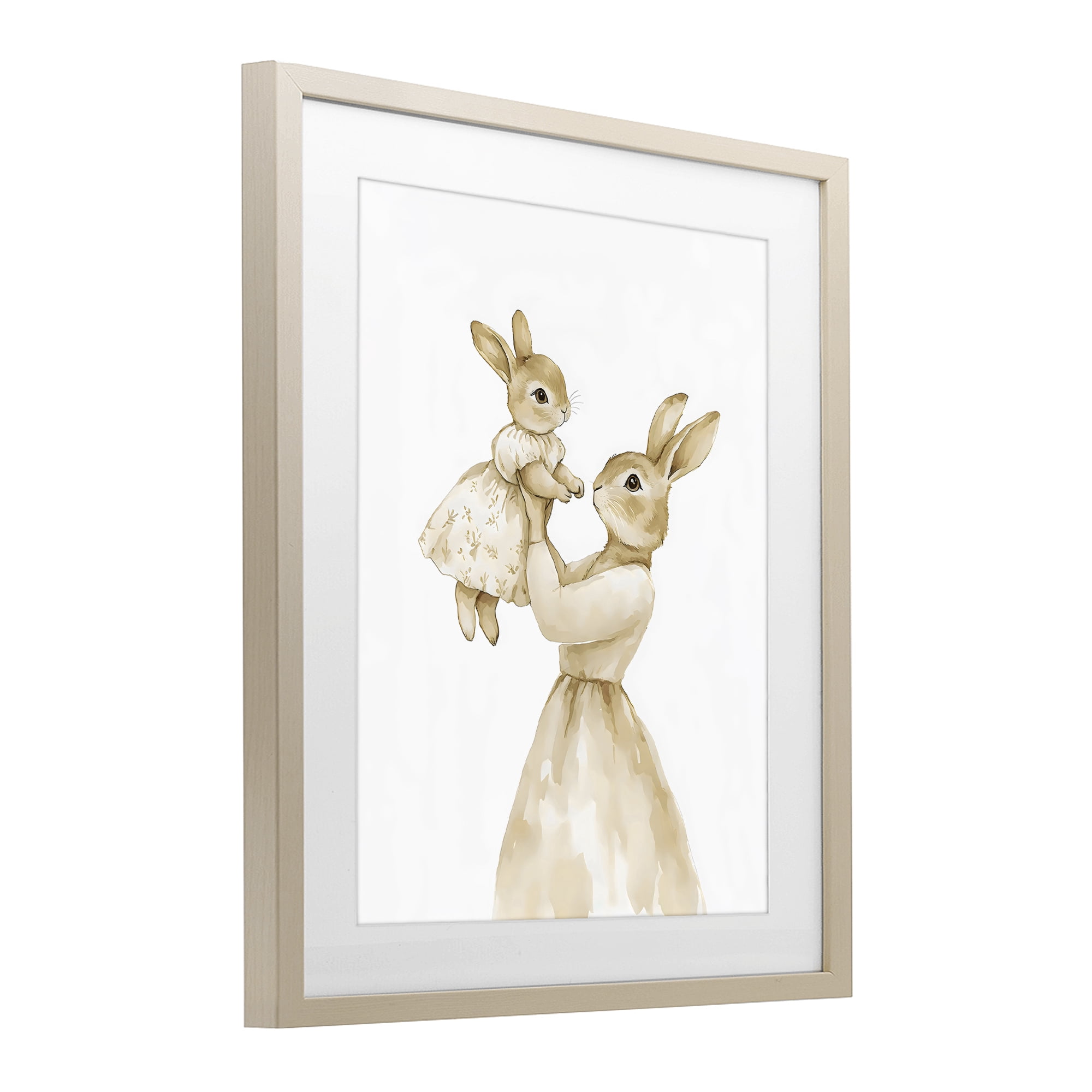 Stupell Industries Tender Mama Rabbit Birch Framed Print Under Glass, design by Arlington Prints