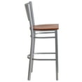 thumbnail image 3 of Emma + Oliver Silver Slat Back Metal Barstool, Cherry Wood Seat, 3 of 5