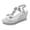 White, variant on Modisza Womens Rhinestone Low Wedge Sandals Summer Dressy Platform Slide Sandal Clear Strap Open Toe Flower Shoes for Party Size 6.5 Gold