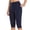 j23-Navy, variant on LIIPEE Womens Leggings Athleisure Solid Color Slim-Leg Cropped Mid Legging Female Casual Tight Seamless Waistband Breathable Hip-Lifting Comfortable Soft Daily Yoga Pants With Pockets,S