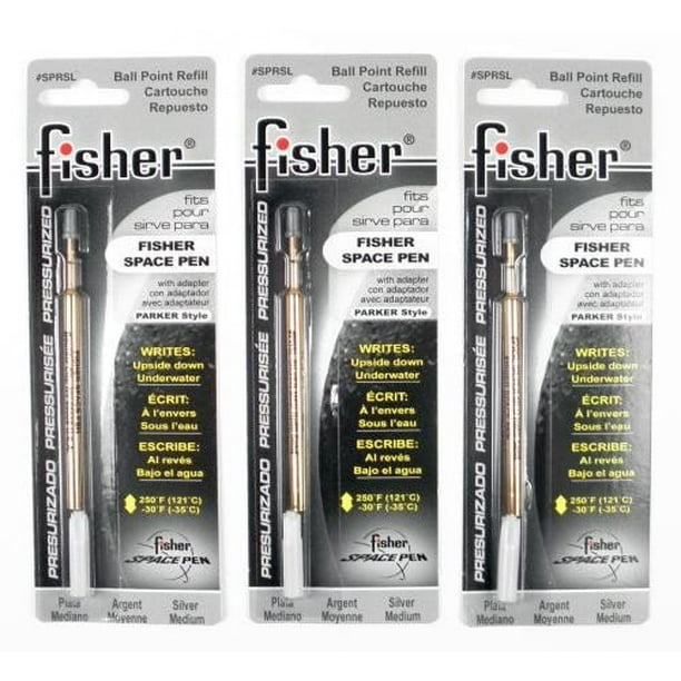 Fisher Space Pen - 3 Pressurized Cartridges Silver Ink Medium Point # ...