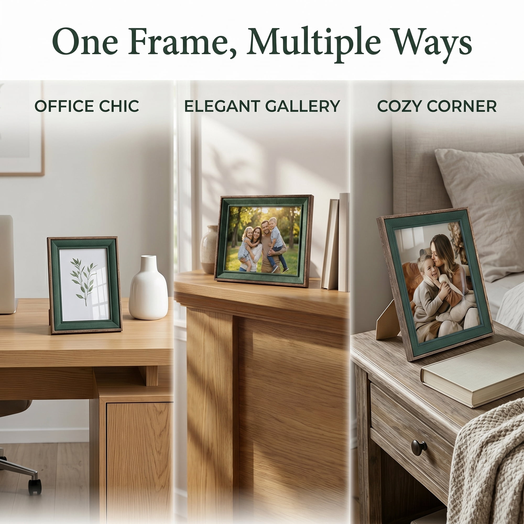 Unique Bargains Rustic Distressed Wood Photo Frame for Wall Mounting Walnut Green 4" x 6"