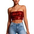 thumbnail image 2 of PFRNLF Womens Sequin Tube Top Sparkly Sleeveless Metallic Glitter Mardi Gras Crop Tops Club Night Rave, 2 of 8