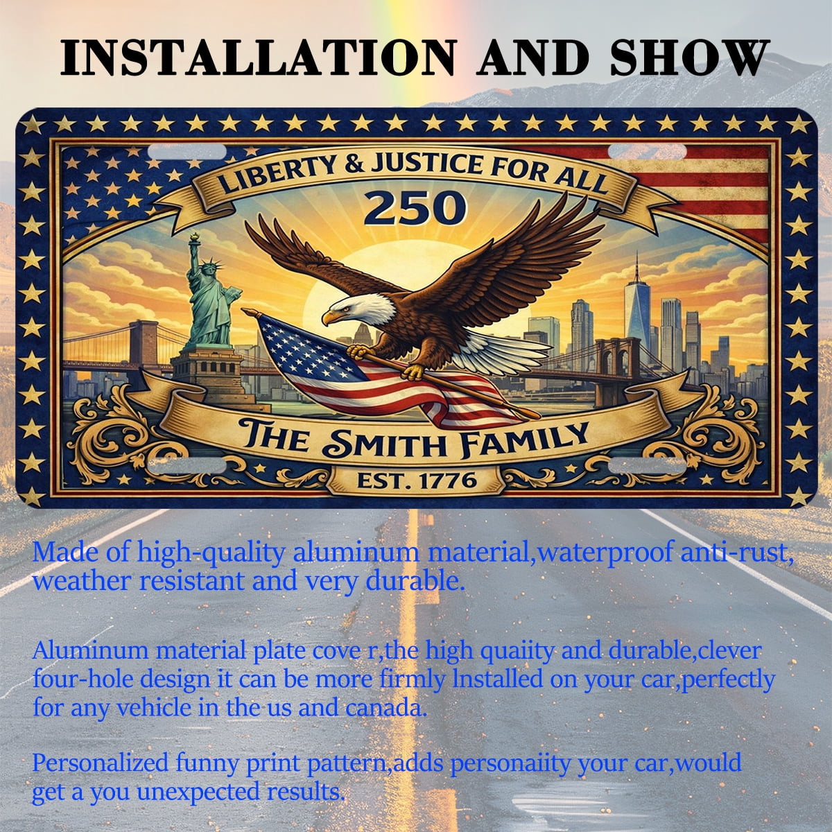 USA 250th Anniversary License Plate, 1776-2026 Patriotic License