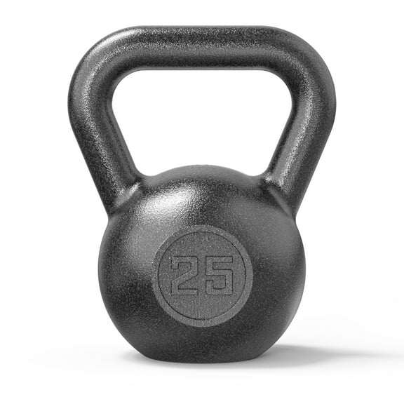 Athletic Works 25lb Kettlebell, Casting Iron, Durable Black Hammertone Finish, Black