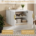 thumbnail image 6 of 30" Vintage Bathroom Vanity with Ceramic Sink, with 3 Holes Single Ceramic Sink, Bathroom Storage Vanity Cabinet with 2 Soft Closing Doors, 6 of 6