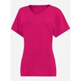 thumbnail image 5 of Women's V Neck T Shirts Casual Rolled Short Sleeve Side Split Summer Tops Loose Fit, 5 of 5