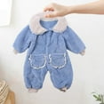 thumbnail image 3 of Efsteb Newborn Toddler Baby Girls Boys Fleece Rompers Infant Thick Winter Warm Outerwear Long Sleeve Solid Color Jumpsuit Romper (Sky Blue,12-24 Months), 3 of 6