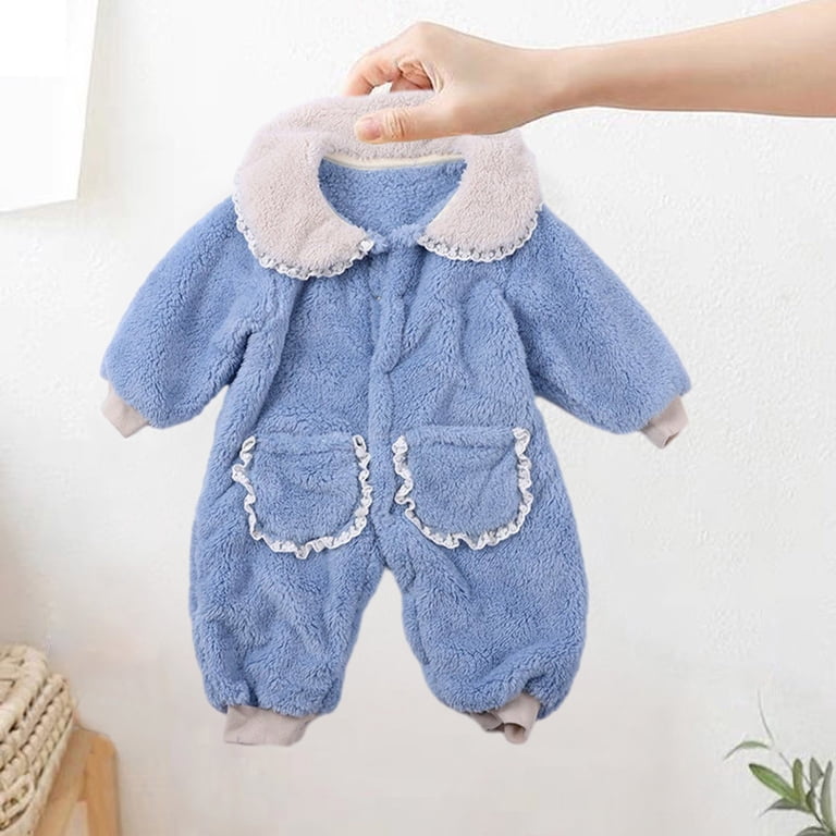 Baby Girl Winter Romper - Ruffle Long Sleeve Jumpsuit For Newborn To 18 Months