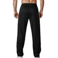 thumbnail image 4 of ZHUASHUM Men Pants Solid Color Soft Sweatpants Comfy Loose Wide Leg Trousers Sports Running Jogger Straight Leg Pants Black S, 4 of 4