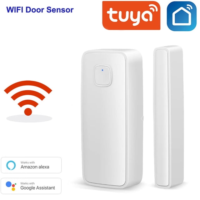 Smart WiFi Door Sensor Detector Wireless Window Alarm Compatible with Google Assistant for Apartment Home Security