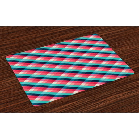 

Geometric Placemats Set of 4 Diagonal Grid Style Rhombuses with Different Colors Abstract Shapes Illustration Washable Fabric Place Mats for Dining Room Kitchen Table Decor Multicolor by Ambesonne