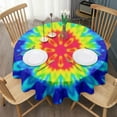 thumbnail image 3 of Rainbow Tie Dye Mandala Pattern Round Tablecloth 60"x60",Wrinkle Wipeable Table Cloth for Kitchen Dining Room Picnic Patio Party, 3 of 6