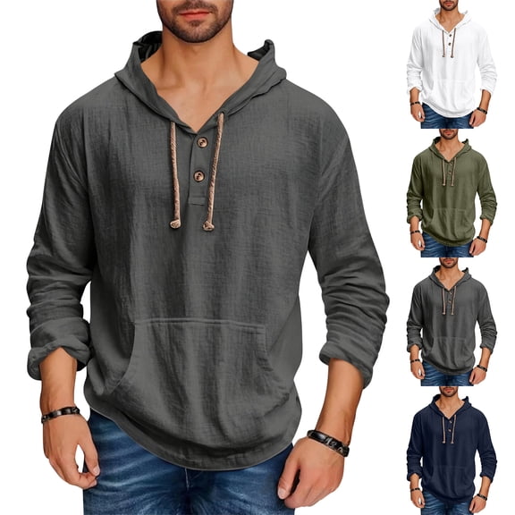 Men's Casual Loose Fit Long Sleeve Hooded Sweatshirt with Pocket, Spring Fall Everyday Comfort Top,Army Green,L