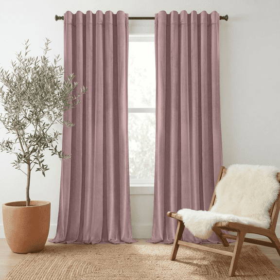 Lapalife Velvet Curtains 2 Panels Set, 96 Inch Thermal Insulated Room Darkening Silky Velvet Curtains Back Tab Window Drapes for Bedroom, Wild Rose