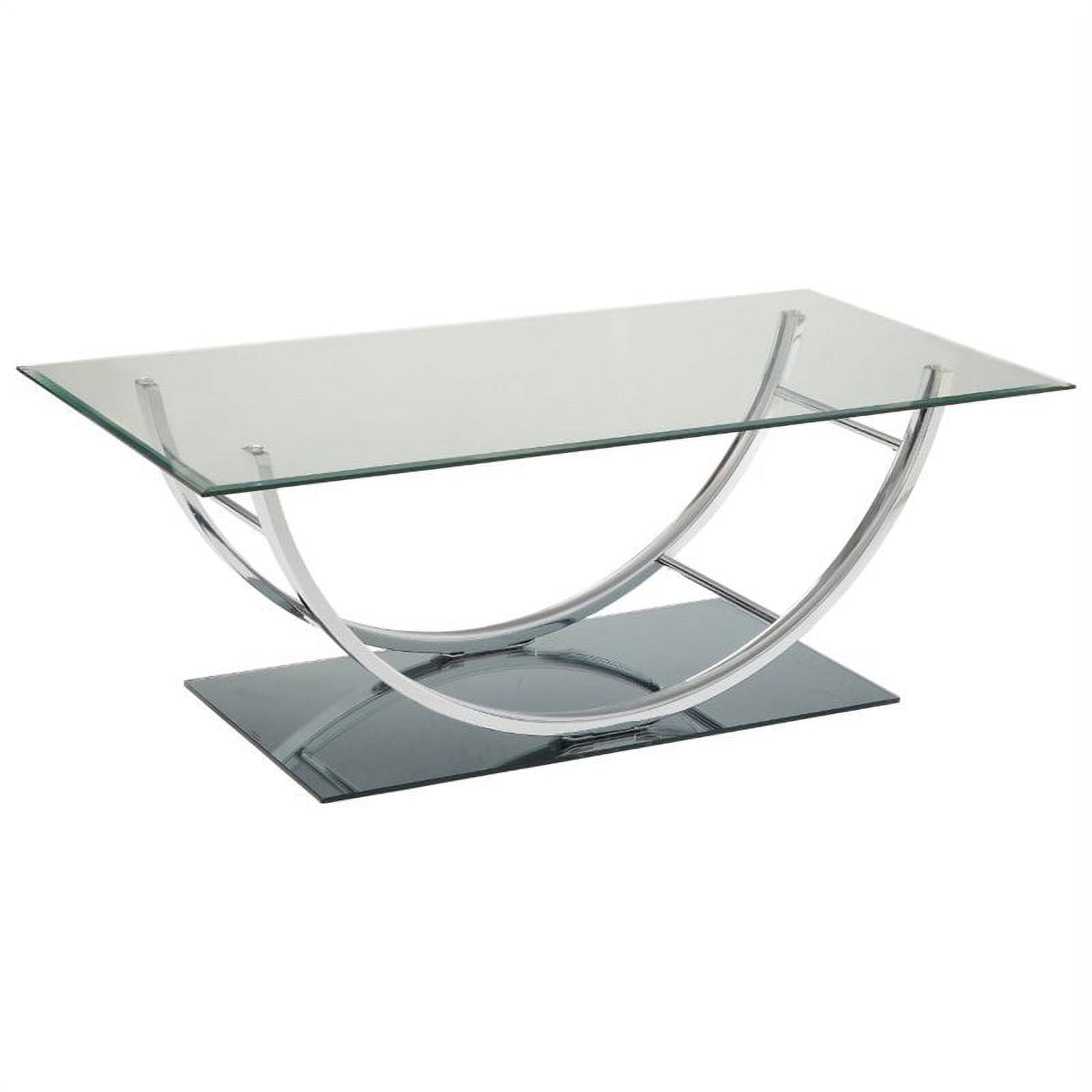 Coaster Contemporary U-Shaped Glass Top Coffee Table in Chrome - image 2 of 4
