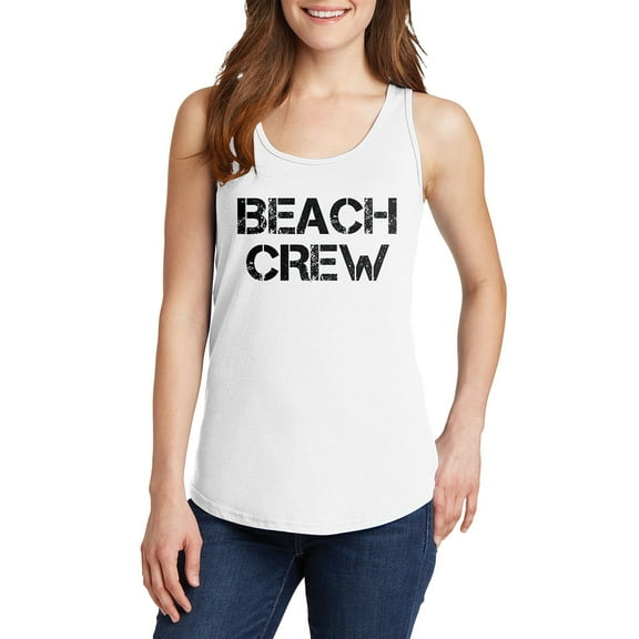 Big Size Beach Crew Ladies Core Cotton Tank Top - White XL