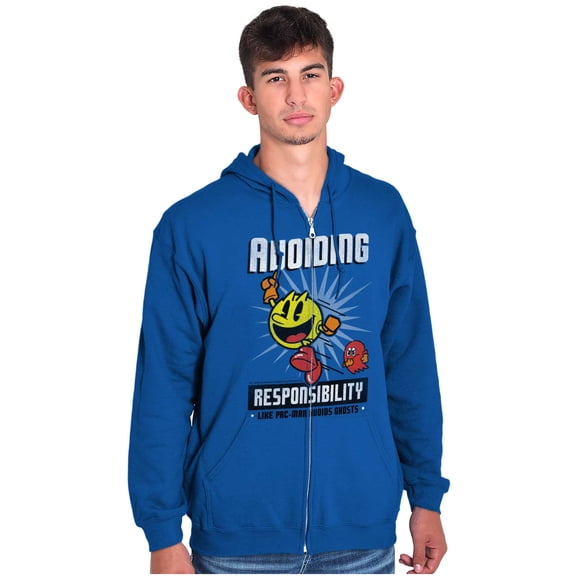 PACMAN Avoid Responsibility Lazy Zip Up Hoodie Men's Women's Brisco Brands M