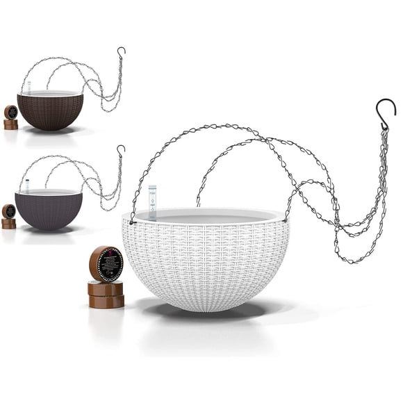 Maceta colgante GARDENIX DECOR 28 cm autoriego blanca