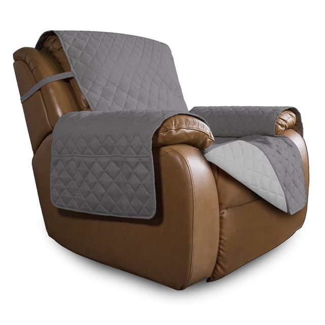 Funda de sofá reversible para sillón reclinable de gran tamaño, fácil de usar, gris
