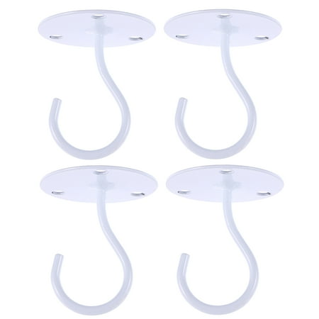 

4pcs Overhead Hooks Cabinet Floor Hooks Porch Wardrobe Hook Lantern Mosquito Net Ceiling Hooks Wind Chime Hooks (White)