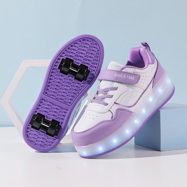 Zapatos de patín para niños y niñas, luz intermitente, zapatos con ruedas de 4 ruedas, zapatillas luminosas con luz Led, zapatos informales para exteriores para niños